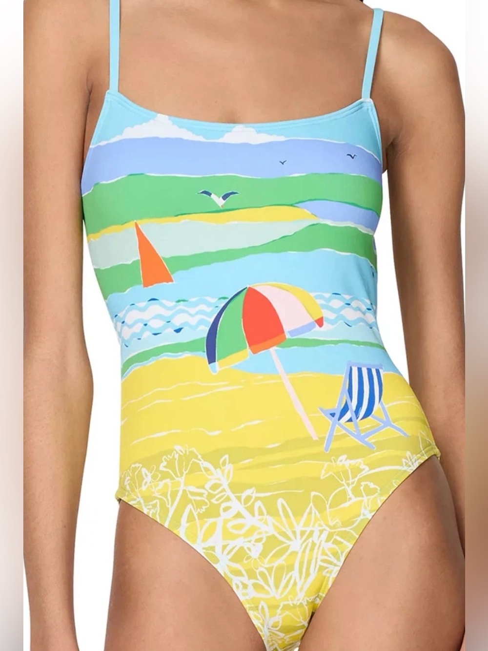 Kate Spade ⛱️Beach Dayz ⛱️tScoop Neck Suit Lg NWT🏝️CuTe 🏝️